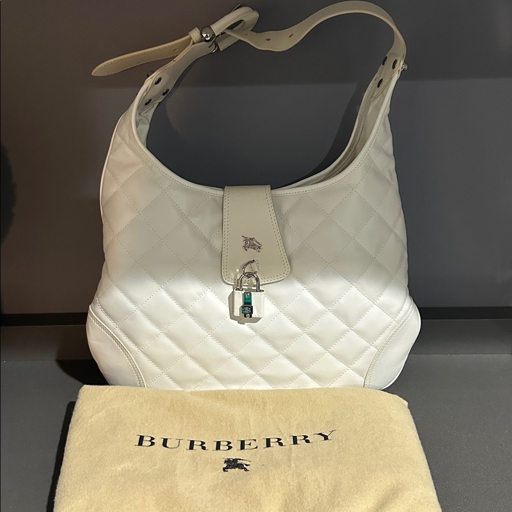 Burberry Cream Quilted Hobo Bag